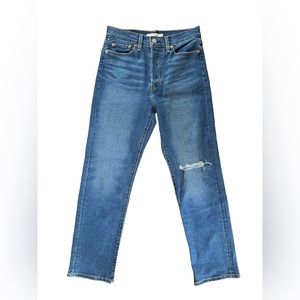 Levi's Wedgie Straight Jeans Button Fly Distressed Women's Size 28 x 28